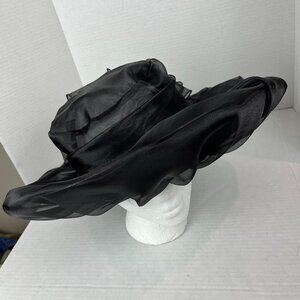Women's Black Sheer wide brim hat, unbranded